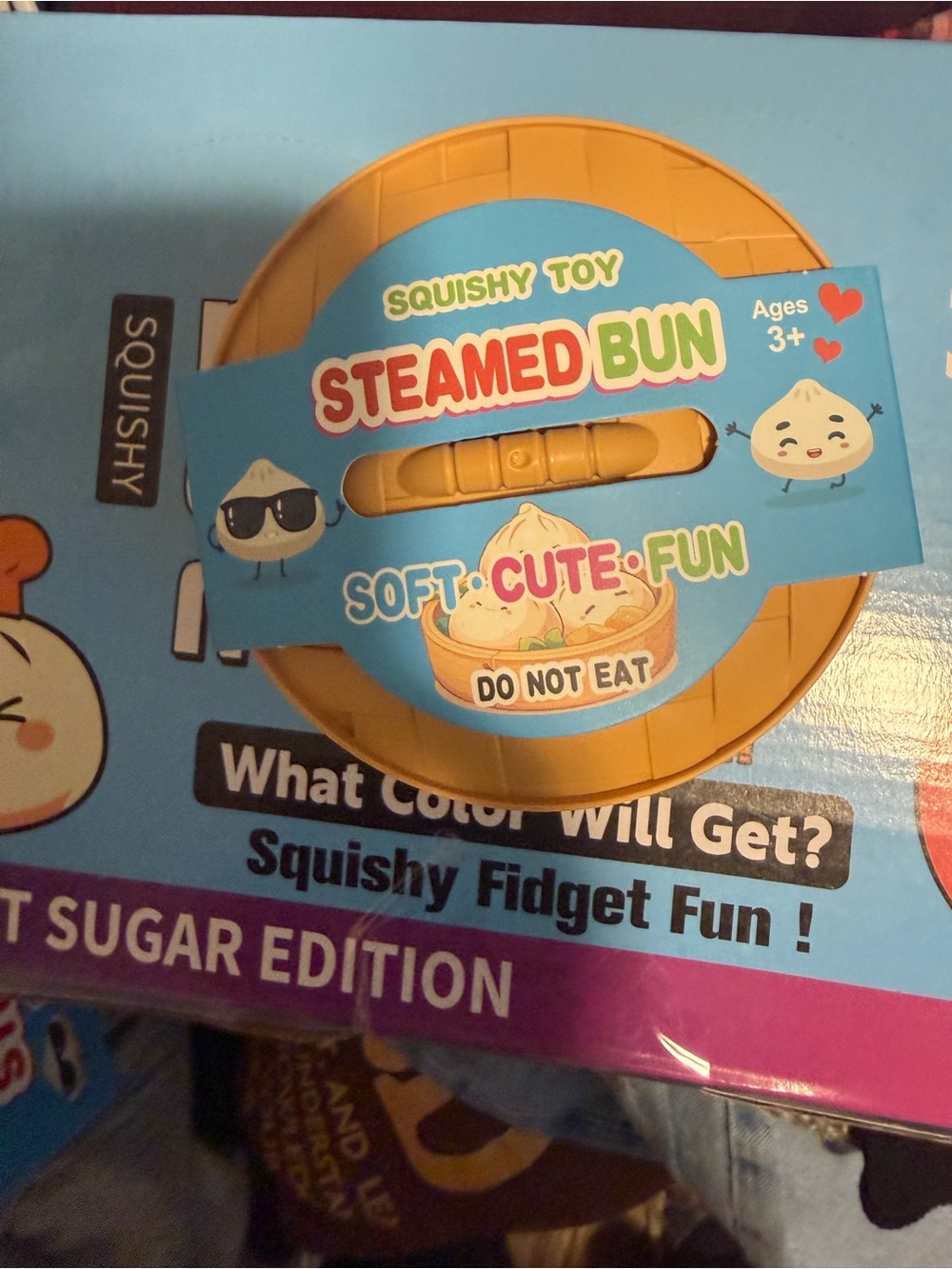 Steamed Bun Squishy Toy - pink and blue - Soft Cute Fun by